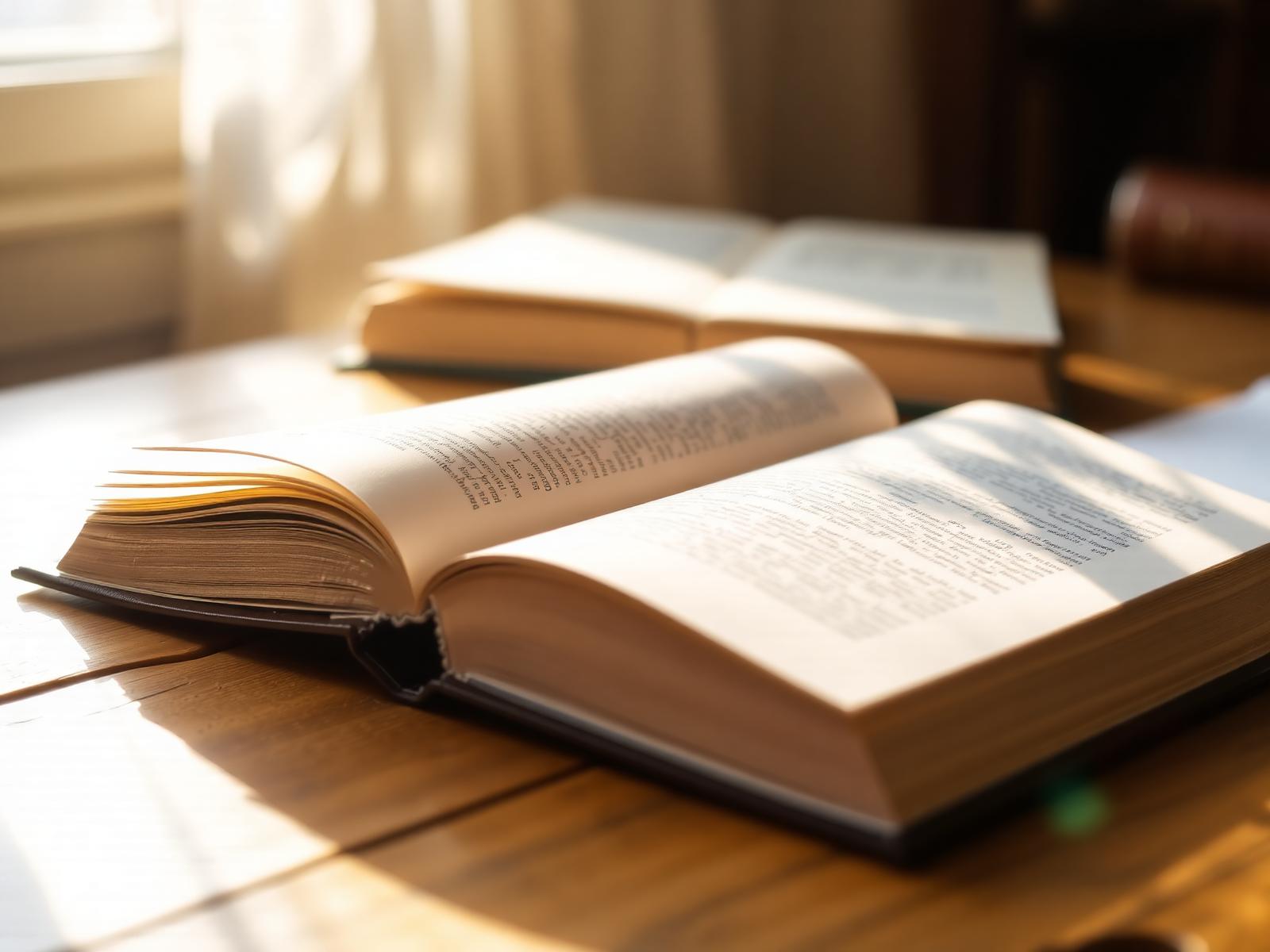 Open book in warm morning light